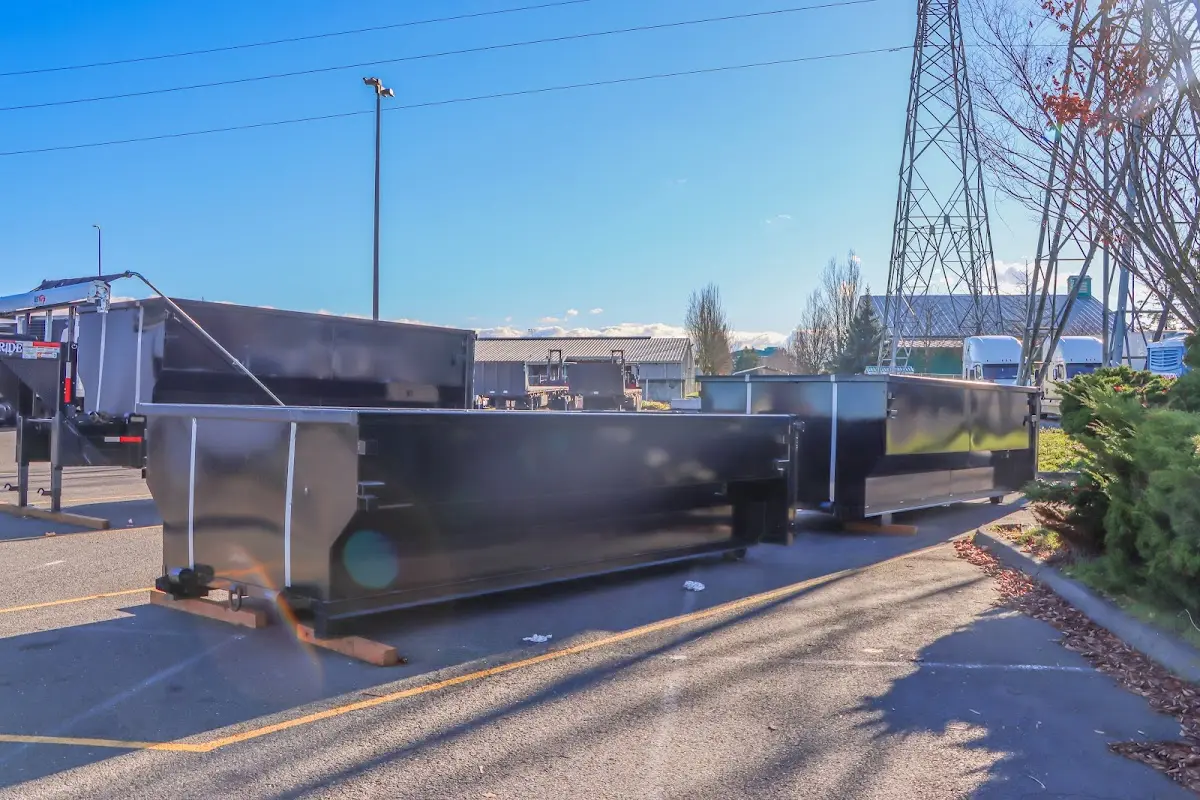 Roll-off dumpster ready for waste disposal at job site for 3 Yard Dumpster Rental in South Union